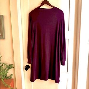 Encircled Puff Sleeve Plum Sweatshirt Dress